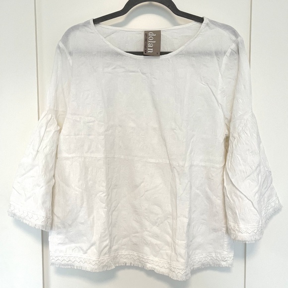 Dolan Left Coast Collection (Anthropologie) White Bell Sleeve Boho Cotton Top - Picture 2 of 8